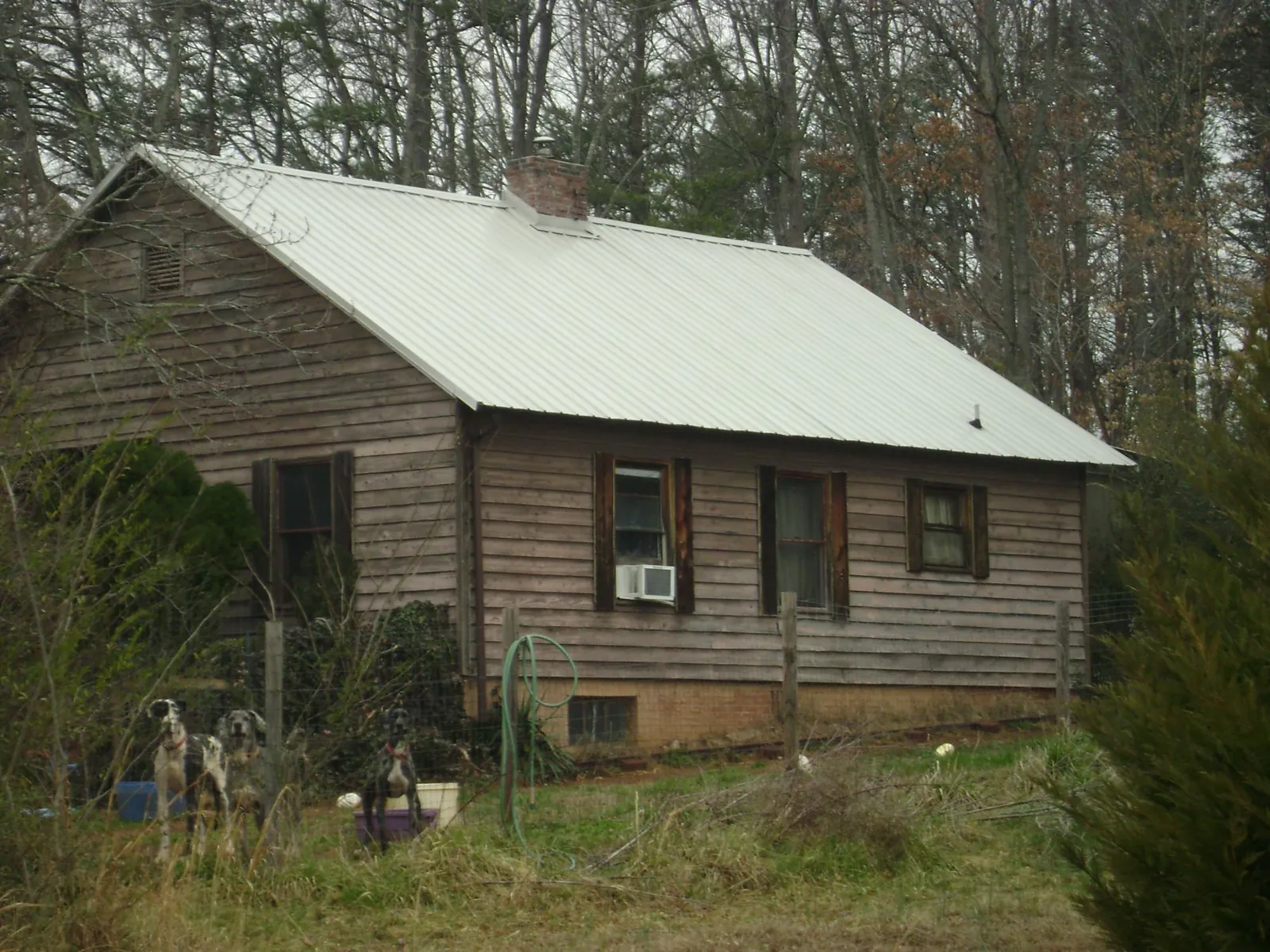 White metal roof on an old wood sided farmhouse, from a Asphalt Shingle Roof Repair job in Kennebunk